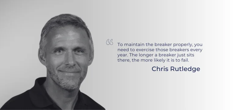 A black and white portrait of a man next to a quote by Chris Rutledge.