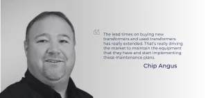 A black and white portrait of a man next to a quote by Chip Angus.