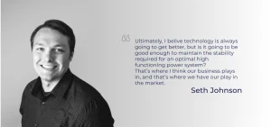 A black and white portrait of a smiling man next to a text quote by Seth Johnson.